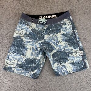 Dakine Board‎ Shorts Mens 32 Blue Gray Leaf Print Swim Trunks Stretch Surf Beach